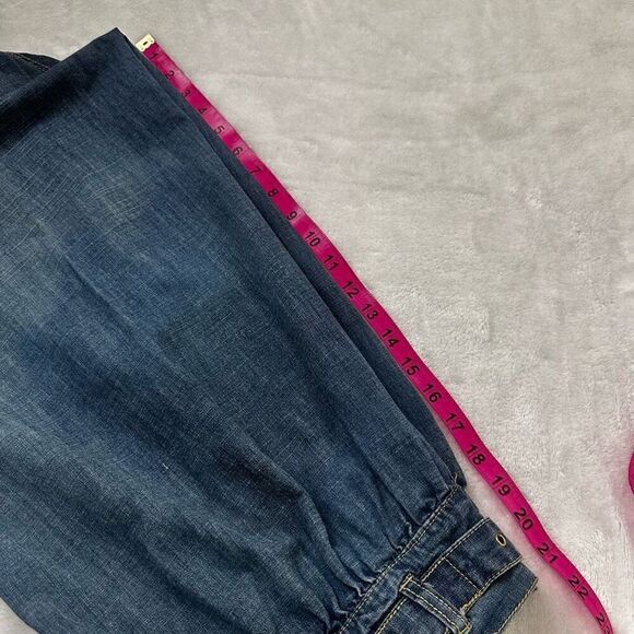 Y2K Apple Bottom Jeans Womens 38 Multi Buckle Detail Baggy Denim Crop Streetwear - Picture 14 of 15